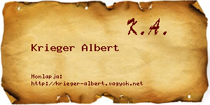 Krieger Albert névjegykártya